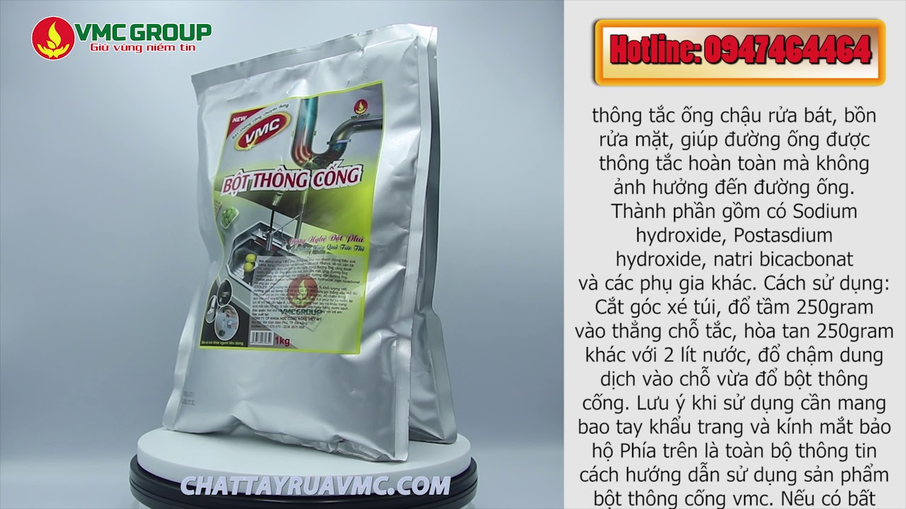 HƯỚNG DẪN SỬ DỤNG BỘT THÔNG CỐNG VMC
