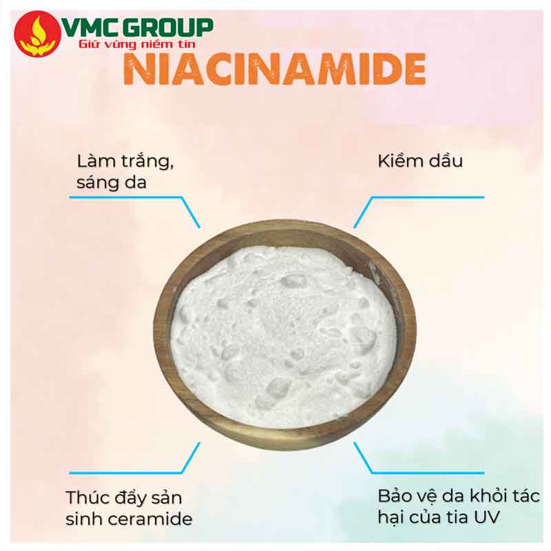 Nguyên liệu mỹ phẩm Niacinamide có dạng bột màu trắng